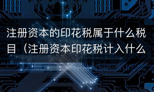注册资本的印花税属于什么税目（注册资本印花税计入什么科目）