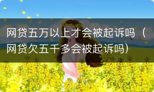 网贷五万以上才会被起诉吗（网贷欠五千多会被起诉吗）