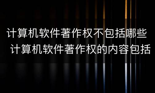 计算机软件著作权不包括哪些 计算机软件著作权的内容包括