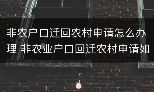 非农户口迁回农村申请怎么办理 非农业户口回迁农村申请如何写