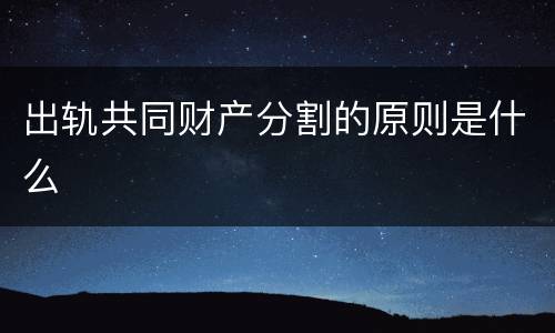 出轨共同财产分割的原则是什么