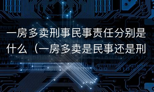 一房多卖刑事民事责任分别是什么（一房多卖是民事还是刑事）