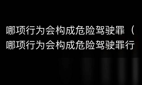 哪项行为会构成危险驾驶罪（哪项行为会构成危险驾驶罪行为）