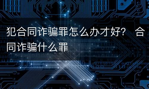 犯合同诈骗罪怎么办才好？ 合同诈骗什么罪
