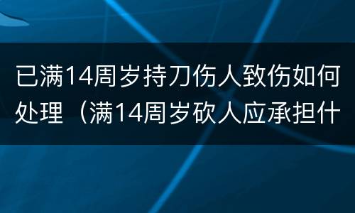 已满14周岁持刀伤人致伤如何处理（满14周岁砍人应承担什么责任）