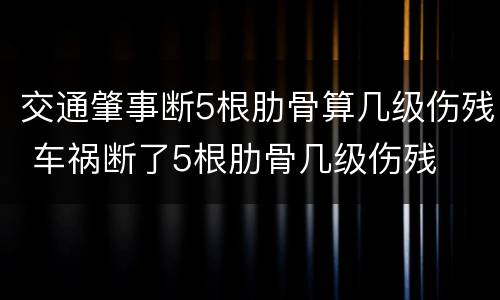 交通肇事断5根肋骨算几级伤残 车祸断了5根肋骨几级伤残