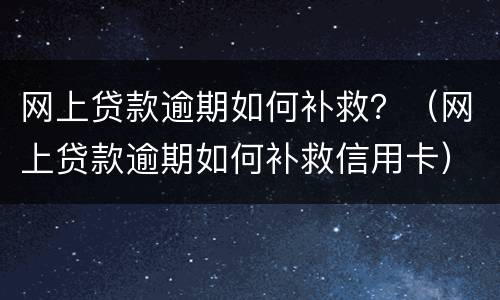 网上贷款逾期如何补救？（网上贷款逾期如何补救信用卡）