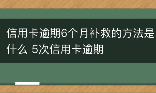 信用卡逾期6个月补救的方法是什么 5次信用卡逾期