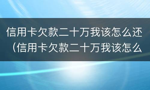 信用卡欠款二十万我该怎么还（信用卡欠款二十万我该怎么还钱）