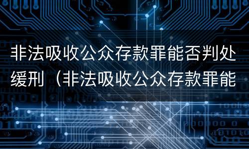 非法吸收公众存款罪能否判处缓刑（非法吸收公众存款罪能否判处缓刑的情形）