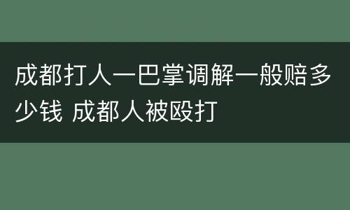 成都打人一巴掌调解一般赔多少钱 成都人被殴打