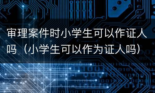 审理案件时小学生可以作证人吗（小学生可以作为证人吗）