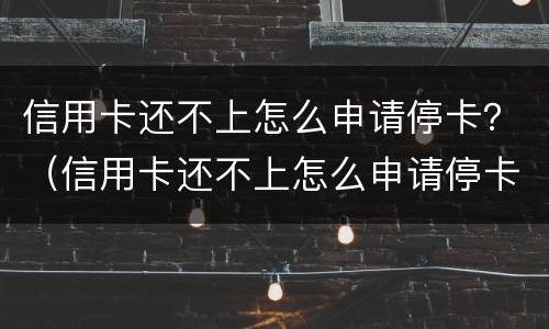 信用卡还不上怎么申请停卡？（信用卡还不上怎么申请停卡呢）