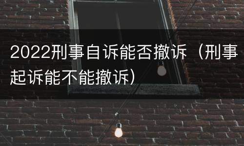 2022刑事自诉能否撤诉（刑事起诉能不能撤诉）