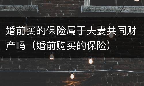 婚前买的保险属于夫妻共同财产吗（婚前购买的保险）