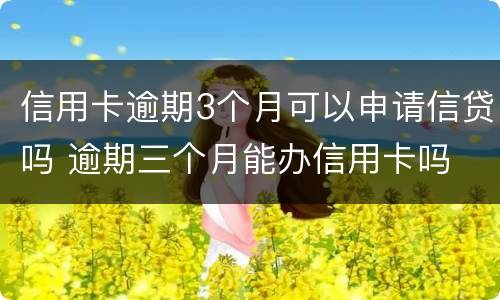 信用卡逾期3个月可以申请信贷吗 逾期三个月能办信用卡吗