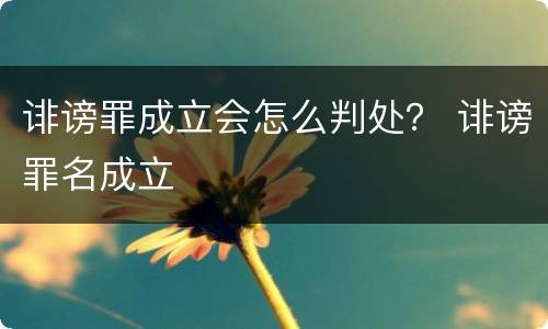 诽谤罪成立会怎么判处？ 诽谤罪名成立
