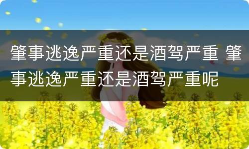 肇事逃逸严重还是酒驾严重 肇事逃逸严重还是酒驾严重呢