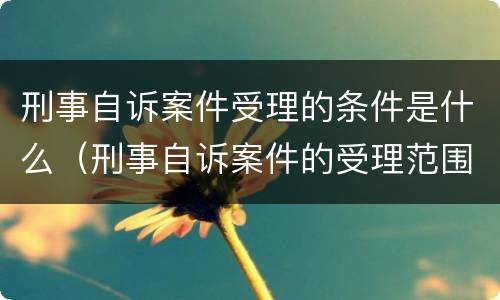 刑事自诉案件受理的条件是什么（刑事自诉案件的受理范围）