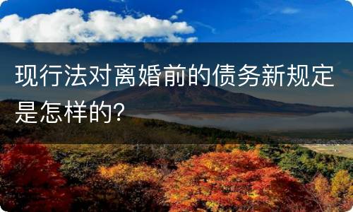 现行法对离婚前的债务新规定是怎样的？