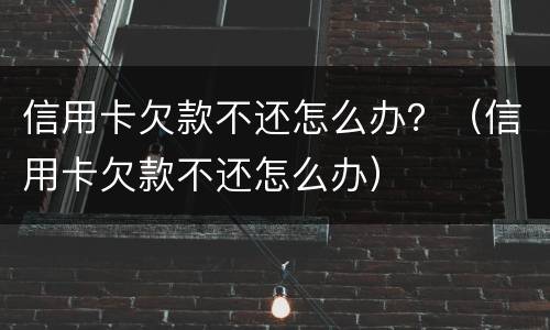 信用卡欠款不还怎么办？（信用卡欠款不还怎么办）