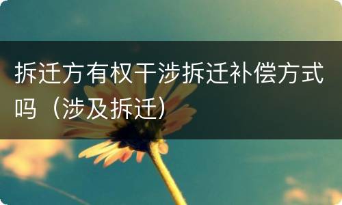 拆迁方有权干涉拆迁补偿方式吗（涉及拆迁）