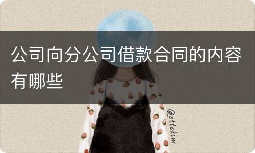 公司向分公司借款合同的内容有哪些
