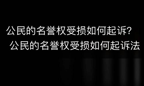公民的名誉权受损如何起诉？ 公民的名誉权受损如何起诉法院