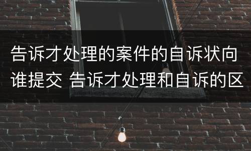 告诉才处理的案件的自诉状向谁提交 告诉才处理和自诉的区别