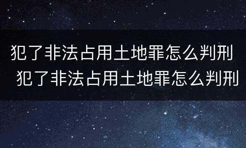 犯了非法占用土地罪怎么判刑 犯了非法占用土地罪怎么判刑的