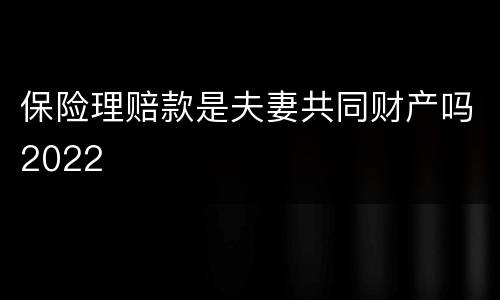 保险理赔款是夫妻共同财产吗2022