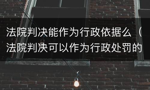 法院判决能作为行政依据么（法院判决可以作为行政处罚的依据吗）
