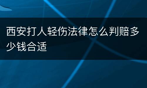 西安打人轻伤法律怎么判赔多少钱合适