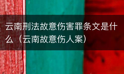 云南刑法故意伤害罪条文是什么（云南故意伤人案）