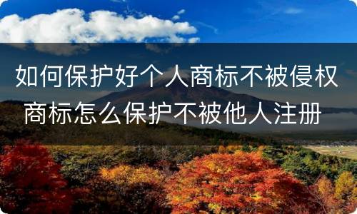 如何保护好个人商标不被侵权 商标怎么保护不被他人注册