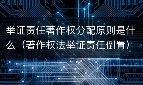 举证责任著作权分配原则是什么（著作权法举证责任倒置）