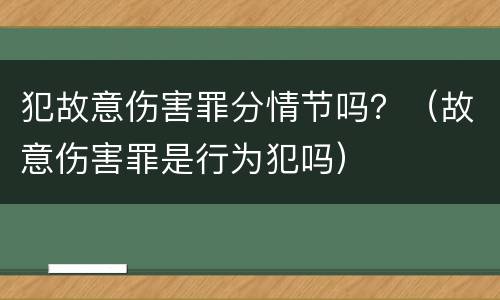 犯故意伤害罪分情节吗？（故意伤害罪是行为犯吗）