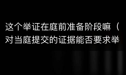 这个举证在庭前准备阶段嘛（对当庭提交的证据能否要求举证期）