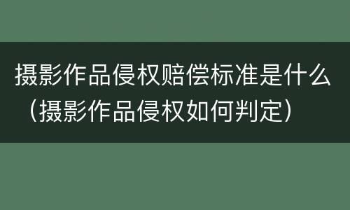 摄影作品侵权赔偿标准是什么（摄影作品侵权如何判定）