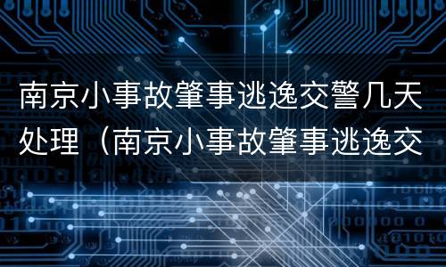 南京小事故肇事逃逸交警几天处理（南京小事故肇事逃逸交警几天处理完）