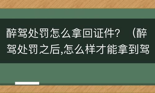 醉驾处罚怎么拿回证件？（醉驾处罚之后,怎么样才能拿到驾照）