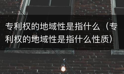 专利权的地域性是指什么（专利权的地域性是指什么性质）