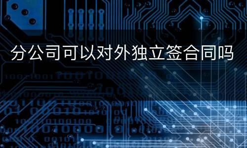 分公司可以对外独立签合同吗