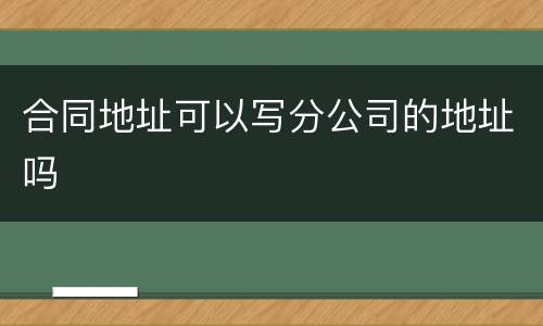合同地址可以写分公司的地址吗