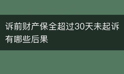 诉前财产保全超过30天未起诉有哪些后果