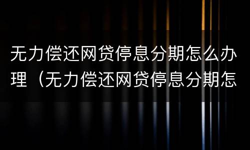 无力偿还网贷停息分期怎么办理（无力偿还网贷停息分期怎么办理）