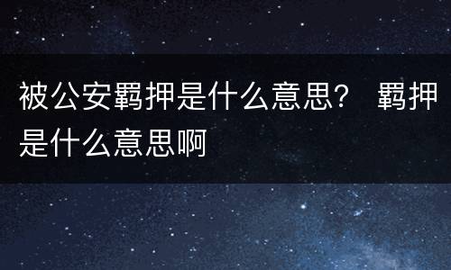 被公安羁押是什么意思？ 羁押是什么意思啊