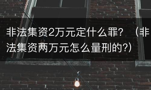 非法集资2万元定什么罪？（非法集资两万元怎么量刑的?）