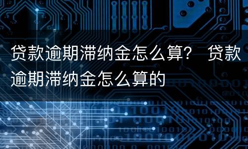 贷款逾期滞纳金怎么算？ 贷款逾期滞纳金怎么算的