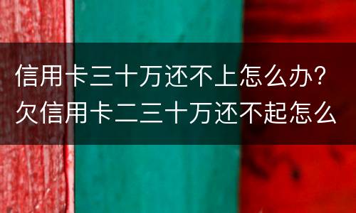 信用卡三十万还不上怎么办? 欠信用卡二三十万还不起怎么办